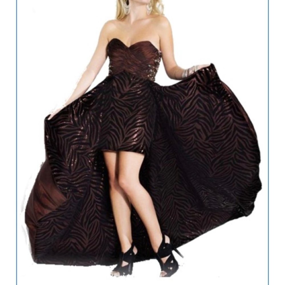 Riva Designs Formal Dress 1pc Seq Taf Hi Lo ) Sz 0